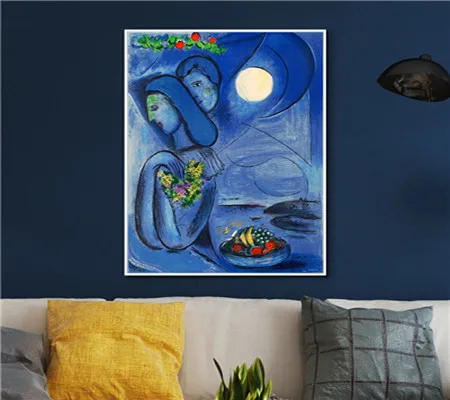 Современное украшение холст Chagall Реалистичная картина картины картина на стену для дома печать Акварельная Модульная для гостиной плакат - Цвет: BO XJNN6093-02