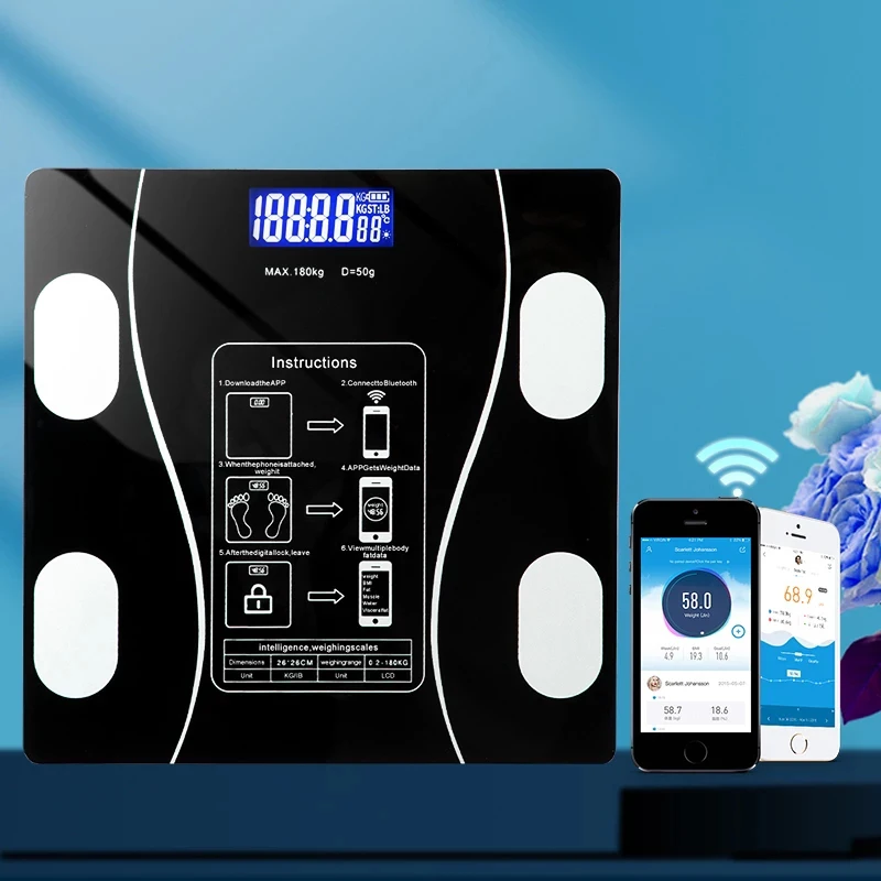 

2021 Hot Body Bathroom Fat Scale ​Smart Electronic Scales BMI Composition Precise Mobile Phone Bluetooth Analyzer Led Digital