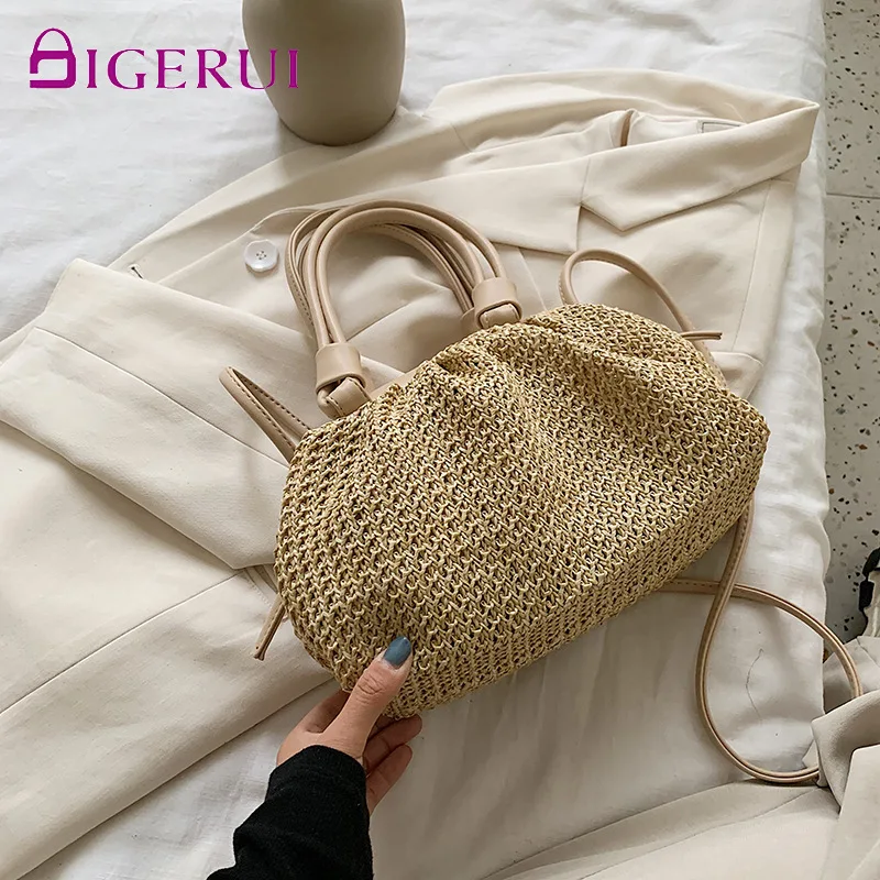 DIGERUI соломы тканые облако сумки для женщин 2021 модная летняя одежда в руку на плечо