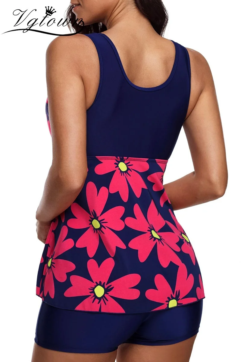 

Tankini Set Women Swimwear Vintage Floral Print Swimsuit Swimwear Bikini Bathing Suit Beach Wear