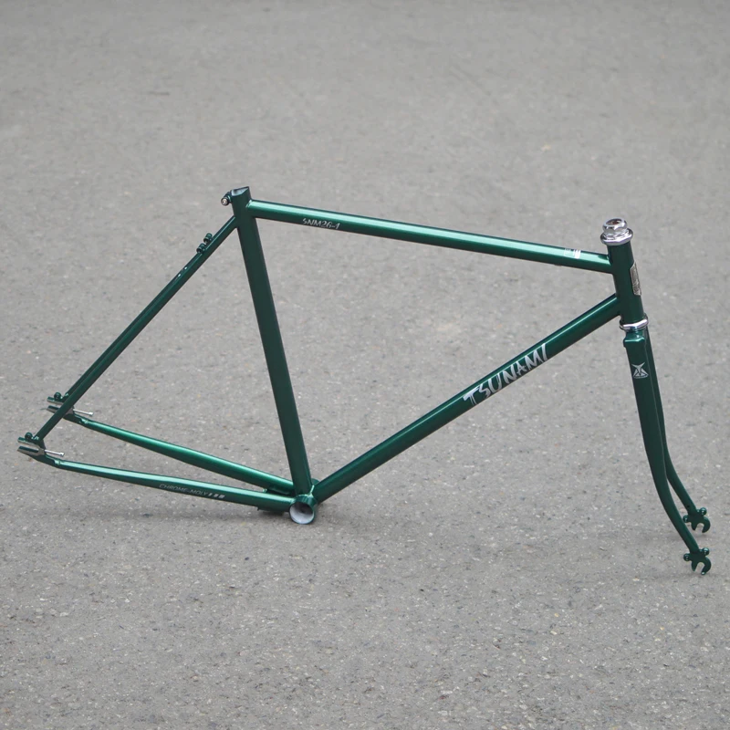 

26 Inch 700C Tsunami Chrome-molybdenum CrMo Steel Bicycle Frame Retro Bike Frameset QR Dropout 100 120mm