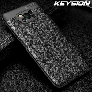 keysion shockproof case for xiaomi poco x3 nfc f2 pro f3 leather texture soft silicone phone back cover for redmi note 10 10 pro free global shipping