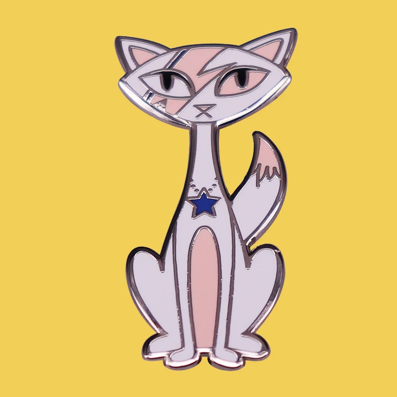 

Lightning Cartoons Cat ROCK Star Enamel Brooch Pin Lapel Hard Metal Pins Brooches Badges Exquisite Jewelry Accessories