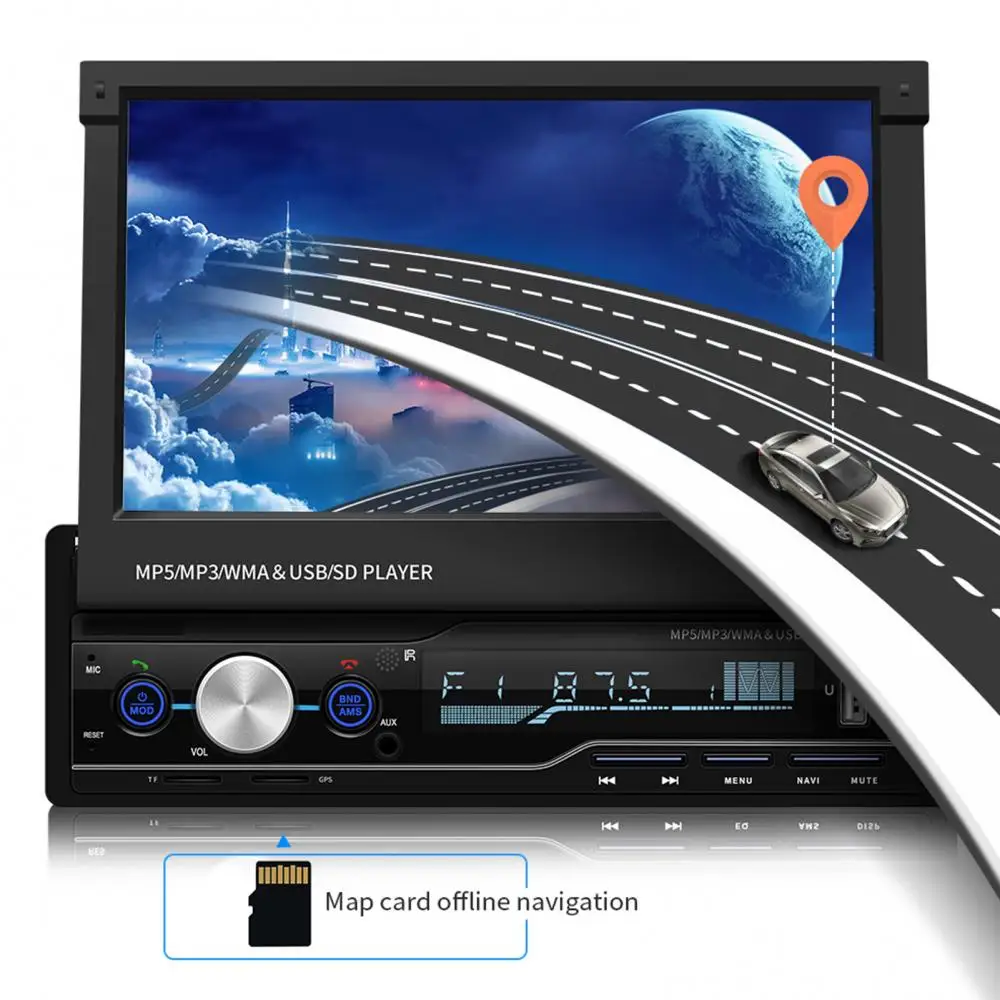 Выдвижной 7-дюймовый сенсорный экран Bluetooth автомобильное радио аксессуары для