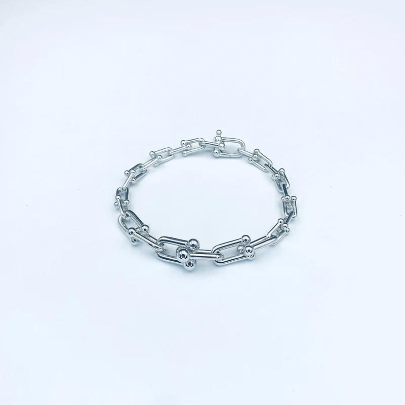 ttff new hot selling brand pure 925 sterling silver ladies jewelry u ring gradient chain bracelet party bracelet jewelry free global shipping
