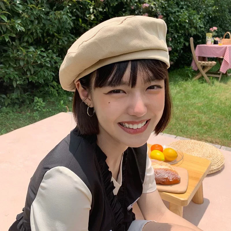 

Accessories female hat cotton beret octagonal hat Artist Hats Octagonal Flat Cap Beanie Cap Vintage All-match Cotton Beret Hats