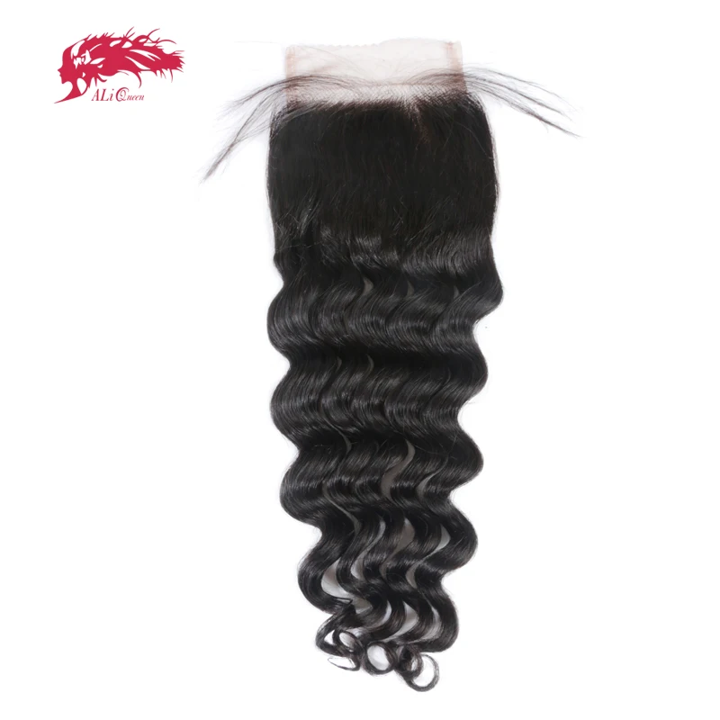 

Ali Queen 5x5 4x4 HD Natural Wave Lace Closure Human Hair Frontal Brazilian Remy Hair Natural Color Free Part Pre-Plucked Hair