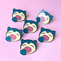 funny little monster yawning hard enamel pin cute cartoon monsters animal brooch accessories fashion unique jewelry gift