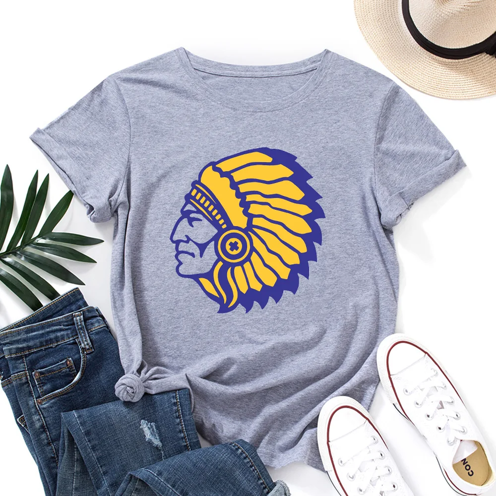 

Plus Size S-5XL Shirts Women Summer Fashion Indians Print TShirt 100%Cotton T-Shirt O-Neck Short Sleeve Tees Streetwear Tops