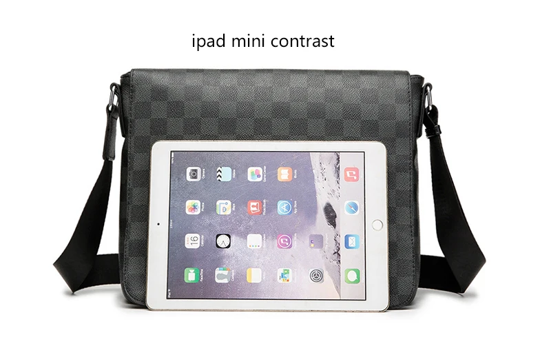 

Vintage Plaid Men's PU Leather Briefcase handbag Messenger bag For Men Business shoulder bag Male Laptop Bag Man Crossbody Bag