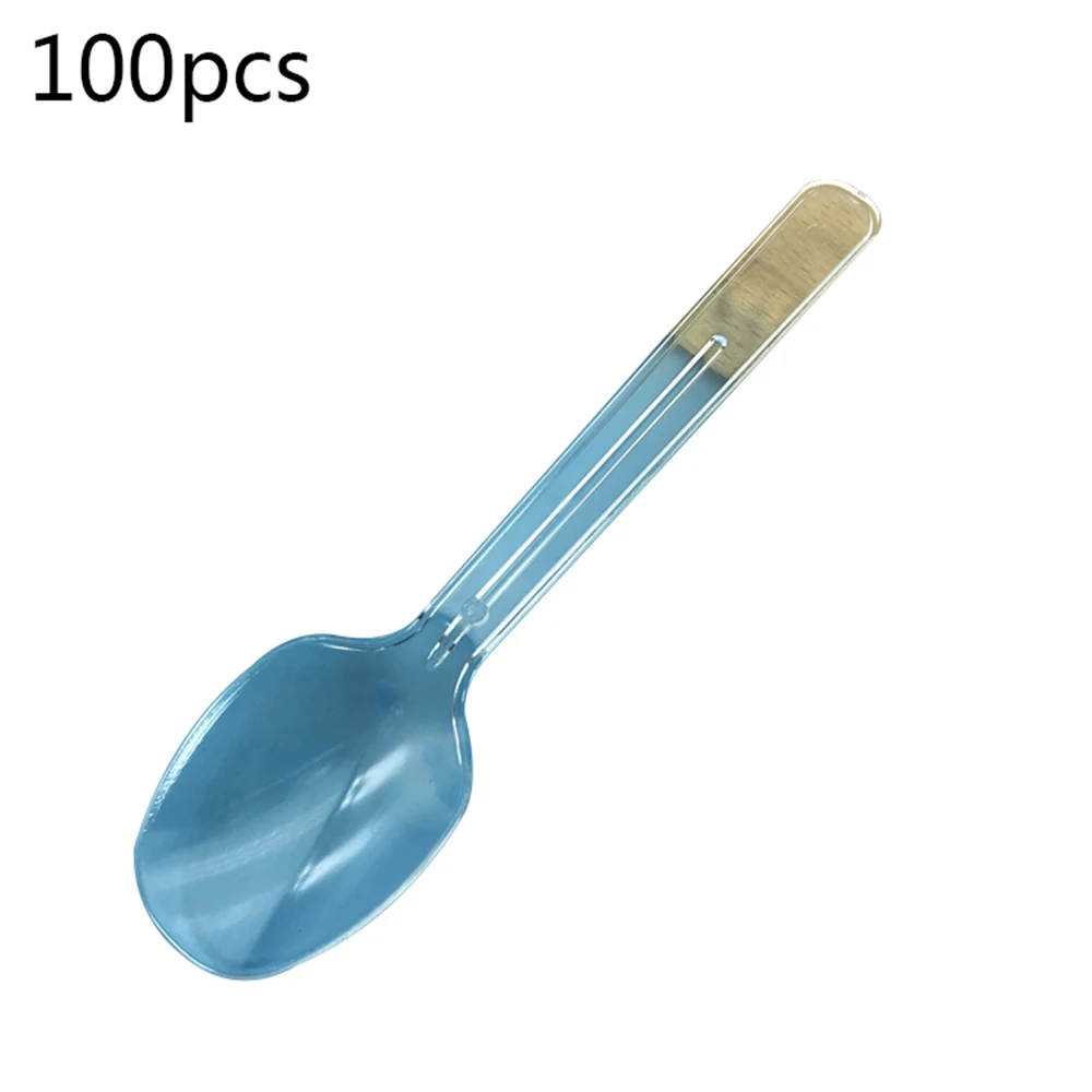 Transparent 100 шт./компл. ложки пластиковые одноразовый Лед Крем модный десерт вечерние мини размер столовые приборы пластиковые ложки для льда оптом - Цвет: Transparent