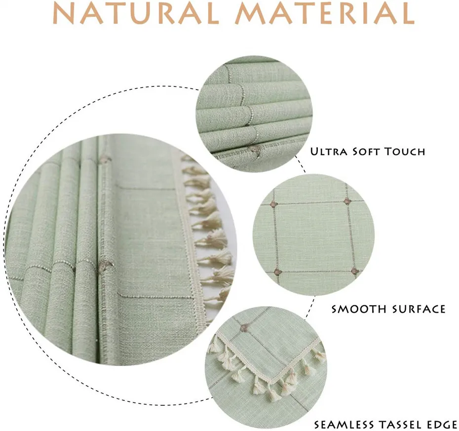 Моющаяся хлопчатобумажная льняная однотонная скатерть с вышивкой квадратная