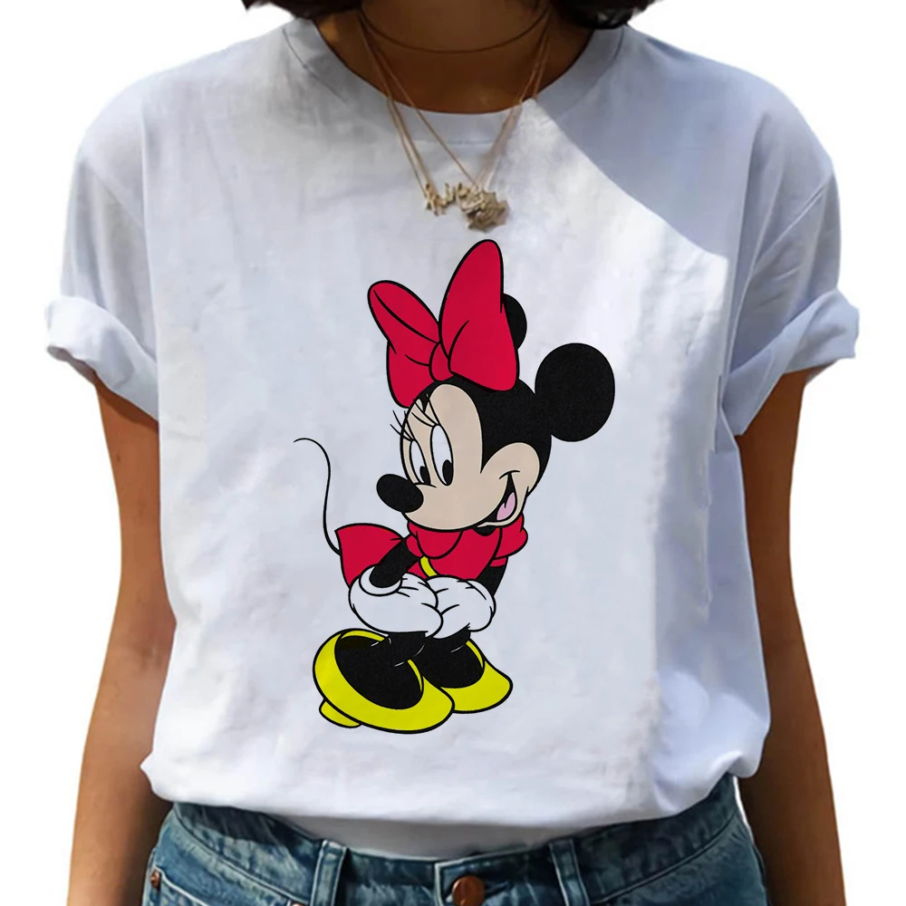 Disney Fashion Cute Daisy Duck Cartoon Print Casual Women T-Shirt O-Neck Pullover Short Sleeve Loose Tee Top friends t shirt