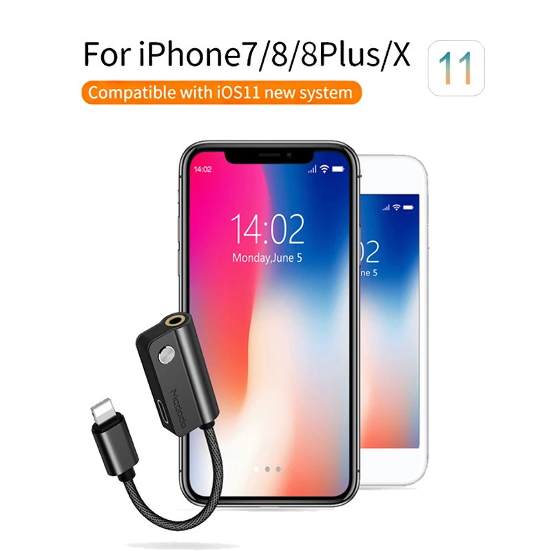 Адаптер MCDODO Audio 2 в 1 для iPhone 7 8 Plus X разветвитель кабеля разъем 3 5 мм с зарядным