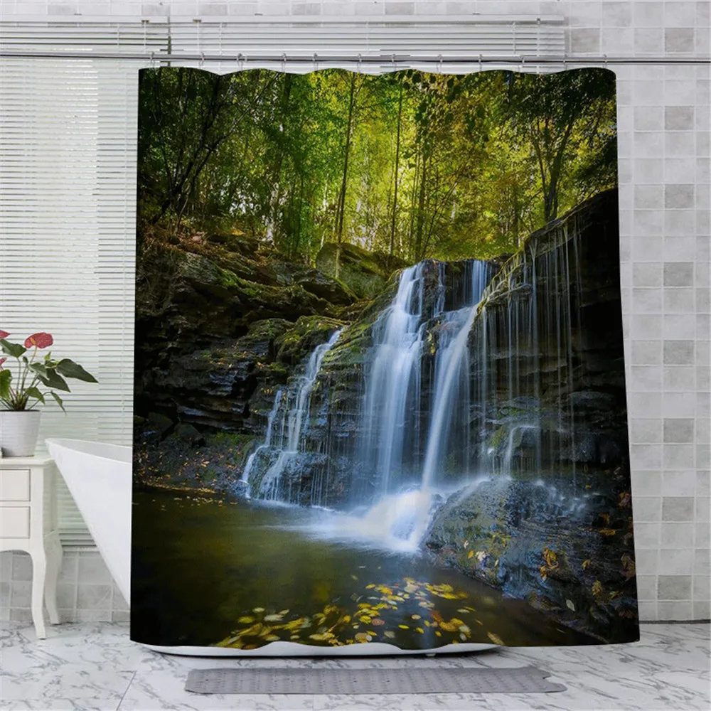 Зеленая занавеска для душа летнее лесное дерево украшение ванной комнаты