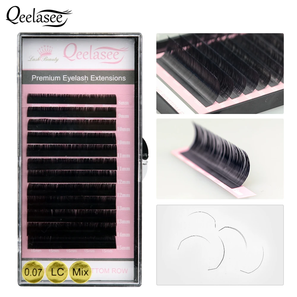 LC curl Qeelasee 4 лотка L/L+/LC/LD curl накладные ресницы для наращивания норки черный материал 8-15 мм смешанный лоток L локон накладные ресницы - Цвет: LC curl