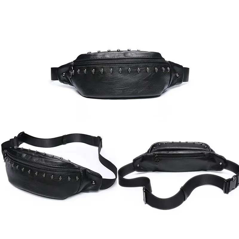 DIINOVIVO Rivet Waist Pack Women Skull Designer Chest Bags Female Banana Bag PU Leather Fanny Travel WHDV1338 | Багаж и сумки