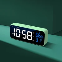 music led digital alarm clock voice control temperature humidity display desktop clocks home table decoration built in 1200mah