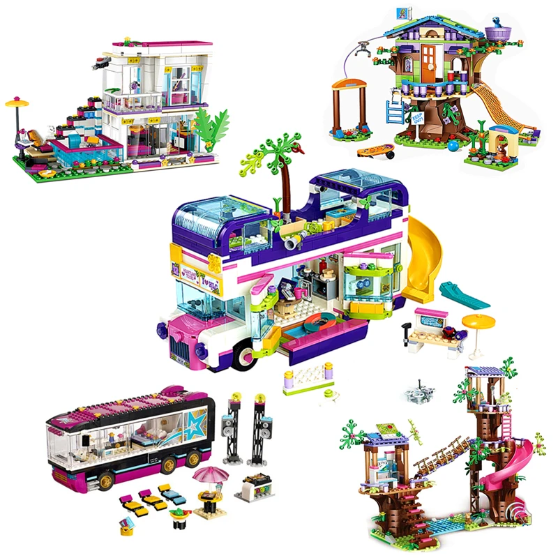 

Funny Star Livi's House Building Blocks Car Bus Girl Friends Compatible Toy Character Building Block Educational Toy Gift
