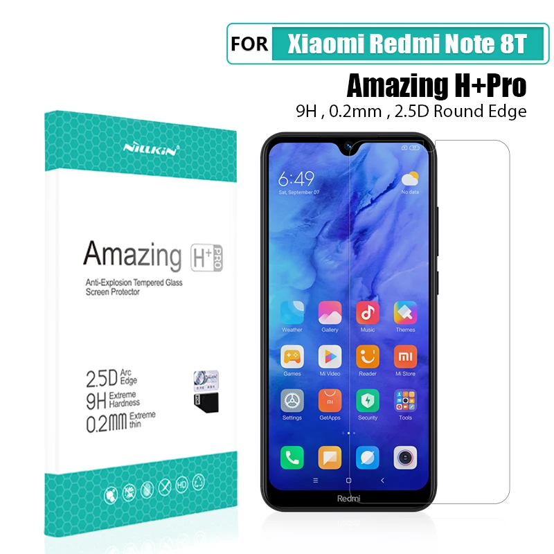 Защитная пленка для экрана Redmi Note 8T из закаленного стекла NILLKIN Amazing CP + PRO/XD 9H Xiaomi