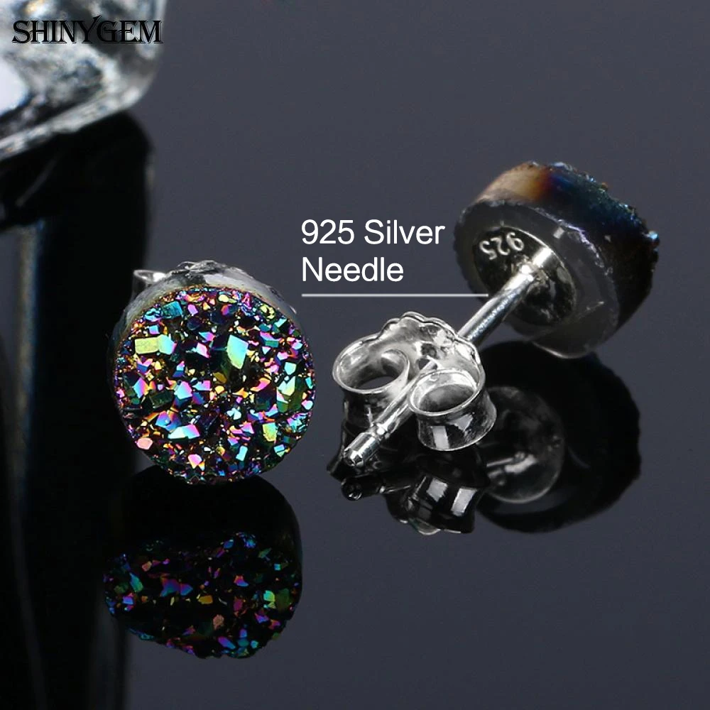 ShinyGem модные сверкающие натуральный опал драгоценный камень Друза серьги