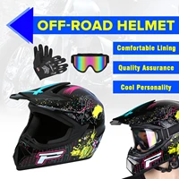 racing off road helmet motorcycle full face youth adult bike safety motocross crash headpiece dot atv utv mx gogglesgloves gift