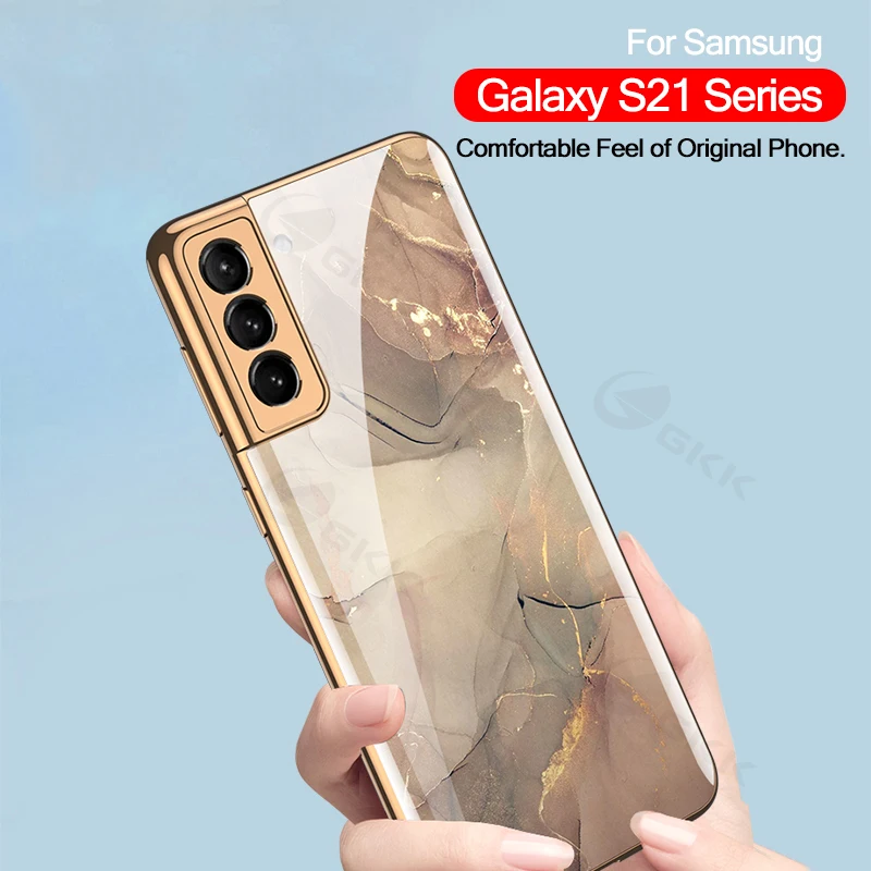 Роскошный чехол из закаленного стекла с рисунком для Samsung Galaxy S21 5G Противоударная
