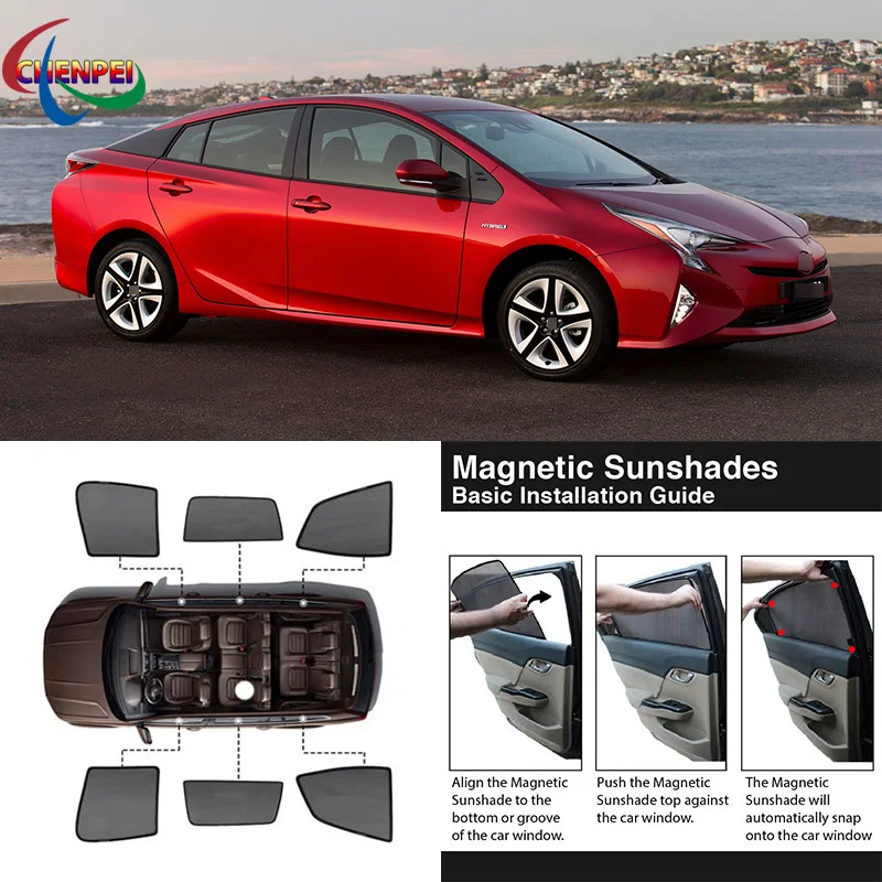For Toyota Prius 2016 Car Full Side Windows Magnetic Sun Shade UV Protection Ray Blocking Mesh Visor Car Decoration Accessories