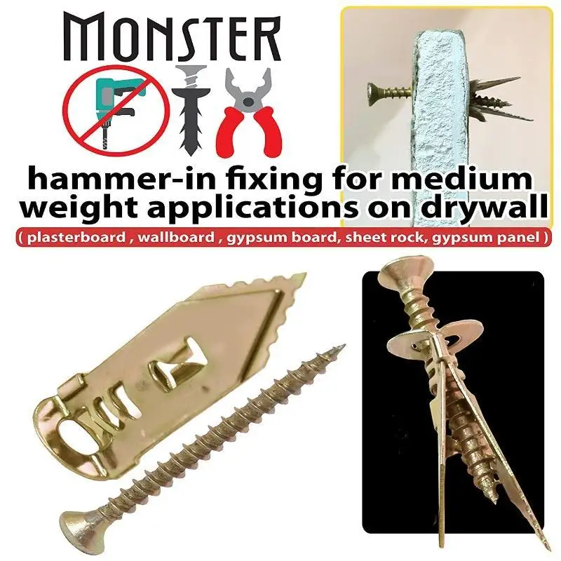 

18/36 Set Expansion Screw Drive-in Percussion Type Gypsum Board Expansion Safety Nail-in Anchor with Screw DropShip