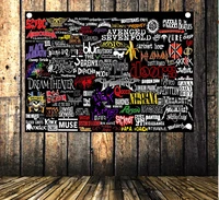 rock and roll band logo collection heavy metal music poster cloth flag banners 4 hole hang painting wall stickers home decor