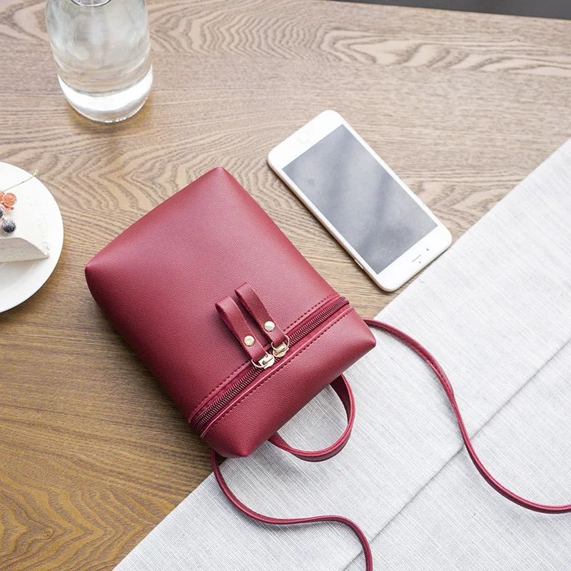 

2021 Fashion PU Leather Shoulder Bag Women Mini Crossbody Bags Universal Solid Color Mobile Phone Bag Wallet Coin Purse Pocket