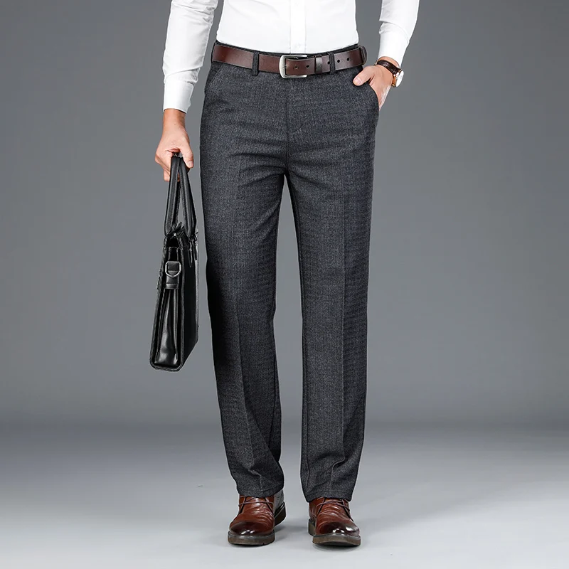 

SHAN BAO classic embroidery high quality fabric men's straight business casual pants 2021 spring fashion gray trousers 38 40 42
