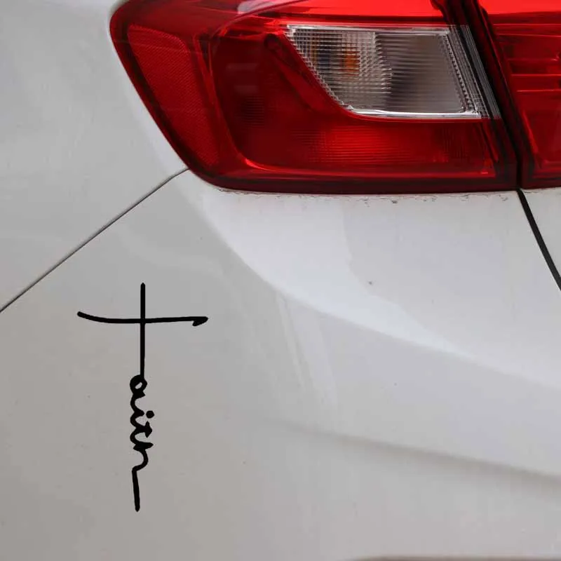 

Cartoon Car Stickers Faith Cross Symbol Religious Christian God Quote Decorative Motorcycle Decal Accessories PVC 16cm X 9cm