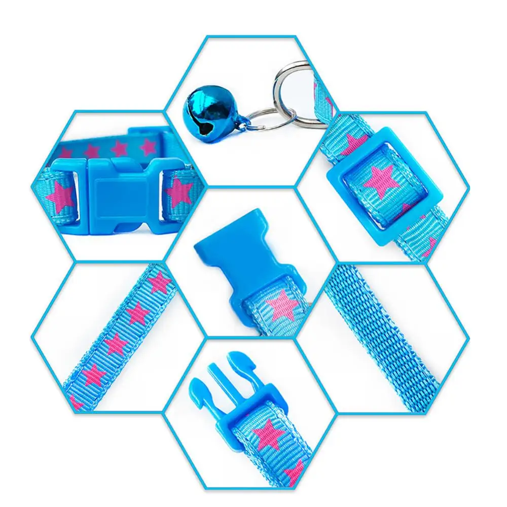 

Wholesale cat and dog collars with bells Pets Dog Puppy Stars Print Bell Buckle Adjustable Collar Necklace Cat Neck Strap hot