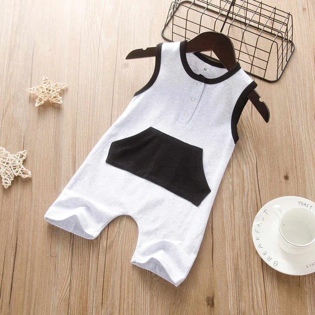 Фото Комбинезон для новорожденных Летняя одежда без рукавов девочек Однотонный