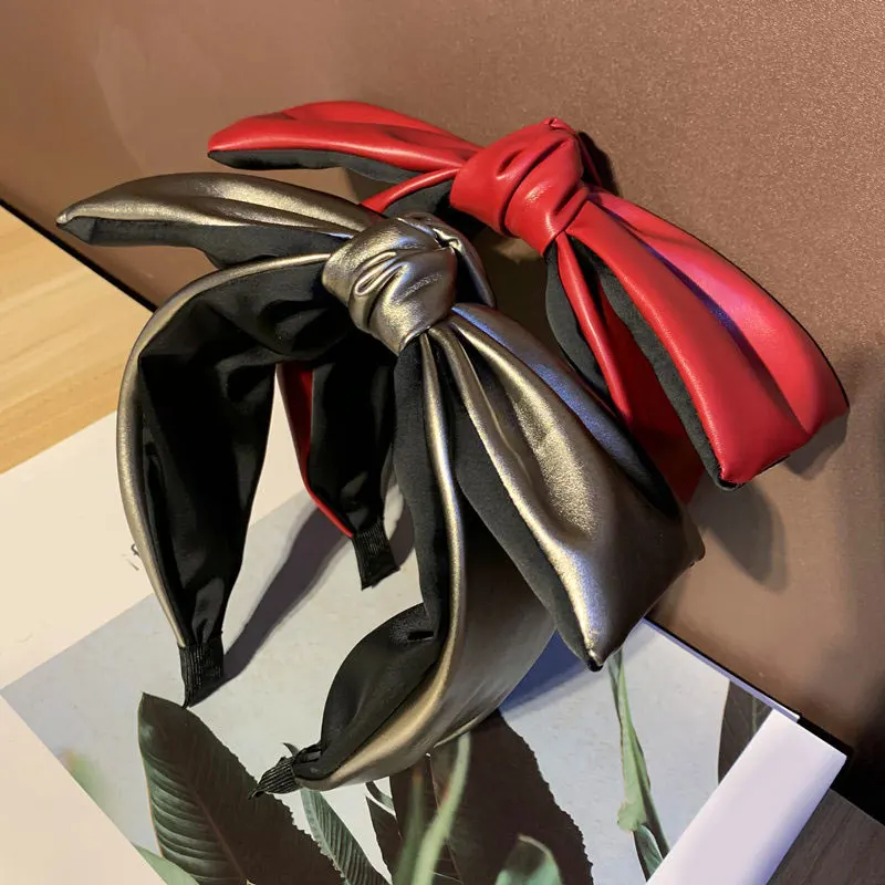 Богемная повязка из искусственной кожи широкий обруч с боковой головкой Женский