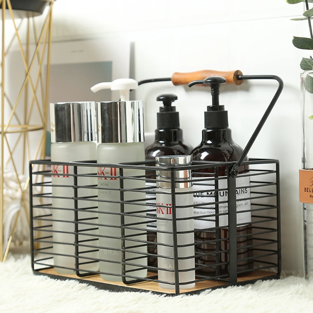 

Holder Study Home Office Practical Durable Stationery Storage Basket Living Room Desktop Organizer With Handle Bedroom Iron Wire