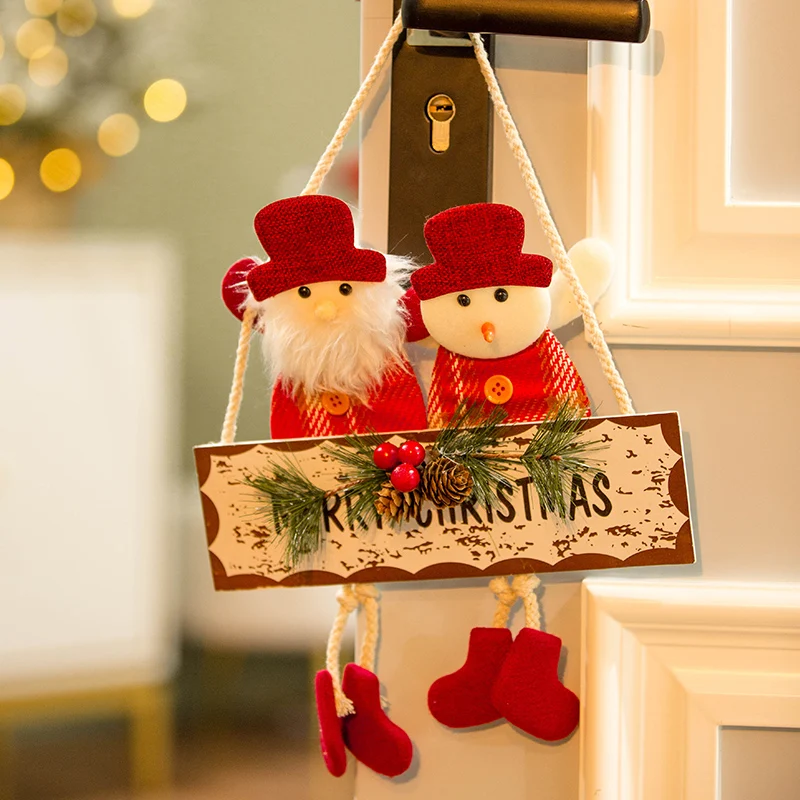 

Christmas Decoration Scene Layout Wall Hanging Dress Up Creative Ornaments Santa Claus Climbing Ladder Cloth Door Hanging Wall