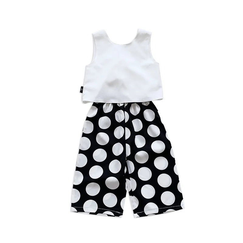 

Girls Clothing Sets New Summer Fashion Tops and Polka Dot Pants 2Pcs Casual Suits Girl Kid Summer Clothes Children Clothing