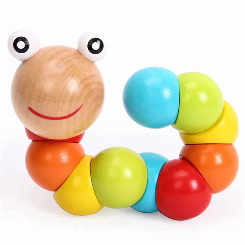 

Kids Puzzle Educational Wooden Toys Flexible Fingers Twisting Colorful Worm Toys Game for Children Montessori Gifts