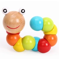 kids puzzle educational wooden toys flexible fingers twisting colorful worm toys game for children montessori gifts