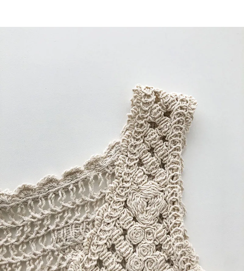 

2021 summer crocheted knitted cardigan women's short short vest retro popular camisole hollow single-breasted solid new fashion