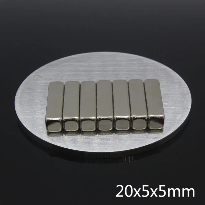 5 шт. N35 Неодимовый магнит 20x5x5 мм постоянный кубовидный блок NdFeB маленький супер мощный сильный Магнитный Магнит для ремесел