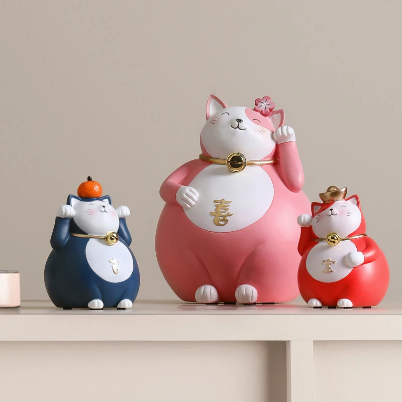 

Creative Fortune Cat Porch Small Ornaments Nordic Living Room Office Counter Desktop Crafts Decoration Opening Gifts
