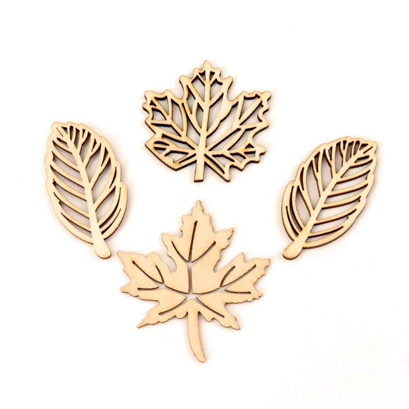 Natural Wooden Leaves Pattern - 10pcs Scrapbooking, Painting, Craft Handmade Accessories - 50-52mm for Sewing Home Decoration DIY image 2