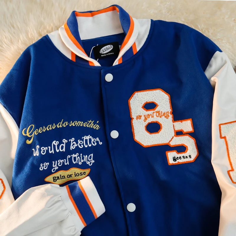 

Chic Retro Letters Embroidery Jackets Women Oversized Streetwear American Casual Aesthetic Korean Coats Harajuku Hip Hop Clothes