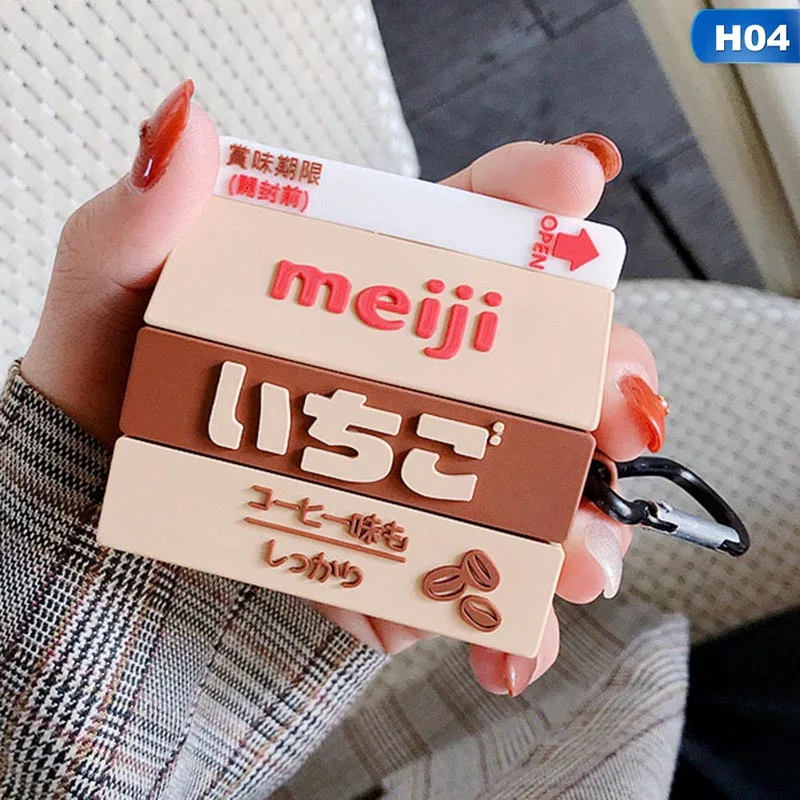 

For AirPods Case Kawaii Strawberry Milk Case Modeling Apple Airpods Cover 1/2 generation bottled strawberry milk AirPods