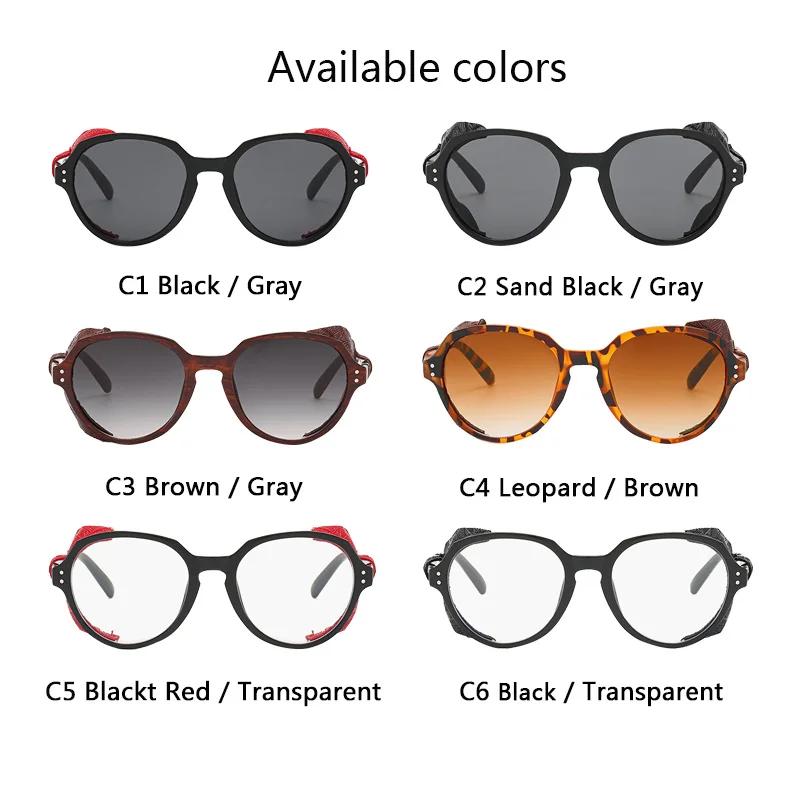 AIMISUV Ретро стиль стимпанк солнцезащитные очки для мужчин 2019 модные кожаные с