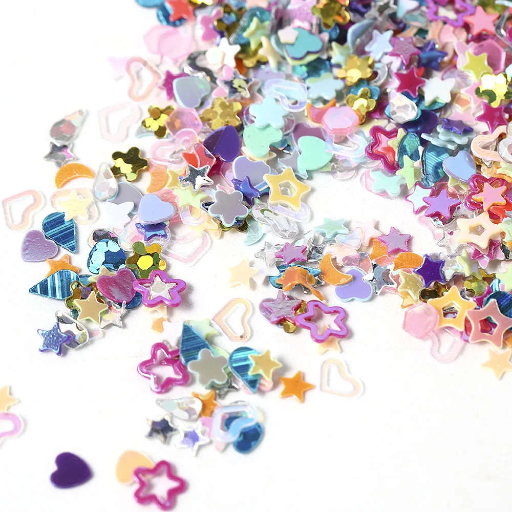 

5000Pcs 3D Nail Art Decoration DIY Accesoires Design Acrylic Mixed Star Heart Flower Love Nail Sequins Holographic Manicure Tool