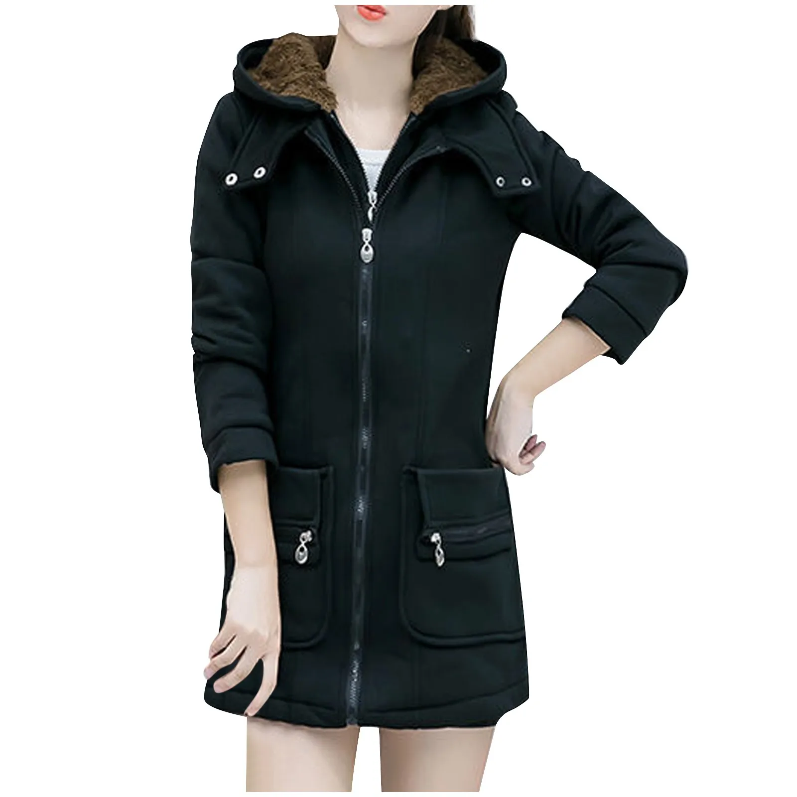 

Lady Fashion Womens Winter Outdoor ropa mujer invierno 2020 Warm Blended Coat Hoodie Jacket 2020